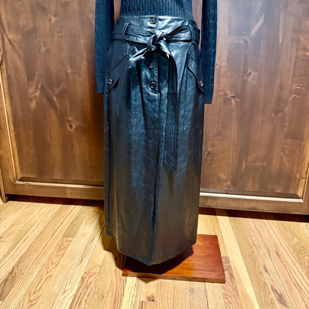 Rails Black Tie-Waist Vegan Leather Maxi Skirt